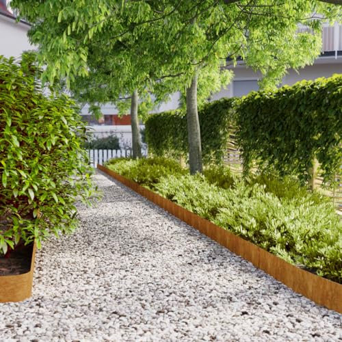 Bordure per Prato 10 pz 15x103 cm Flessibili in Acciaio Corten (Peso 7,24KG)