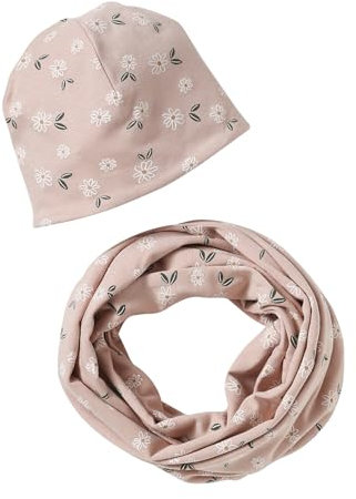 Vertbaudet Mädchen-Set: Mütze & Rundschal mit Blumen pudrig rosa 152/158