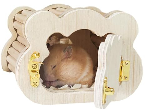 Hamster-Nistkasten – Hamster-Holzhaus, Hamster-Versteck aus | Hamster-Spielhaus, süßes kleines Hamster-Versteck in Wolkenform, Waldhaus als Lebensraum-Dekoration für Zwergrennmäuse, Mäuse und Kle