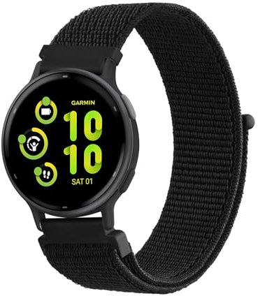 Nylon Watch Strap for Garmin Vivoactive 5/3, Venu 2 Plus, Venu Sq 2 - 20mm Adjustable Replacement
