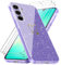 Cover Compatibile con Samsung Galaxy A26 4G / 5G, con 3 Pezzi Vetro Temperato Pellicola Protettiva, Glitter e Antimpronta Custodia, Antigraffio e Morbido Caso - Viola
