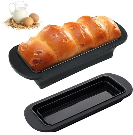 Moule Cake Moule a Cake Silicone Moule à Pain Pliable En Silicone Moule à Toast En Silicone Antiadhésif Plateau Adapté à La Fabrication De Gâteaux Et De Pains à La Banane 27.8*12.4*6.5Cm (Noir)