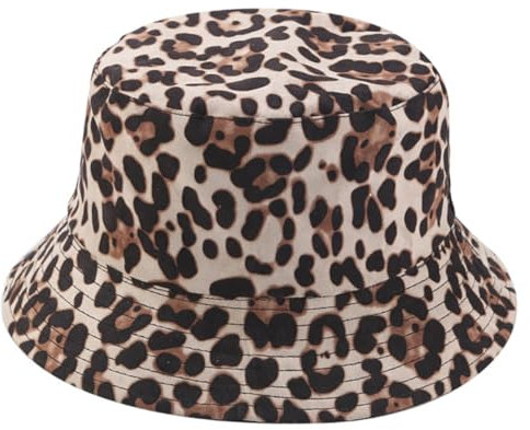 TOGEVAL Leopardenfischerhut Sonnenhut Für Damen Leopardenmuster Hut Modischer Bucket-Hut Winddicht Atmungsaktiv Sonnenschutz Für Jahreszeiten