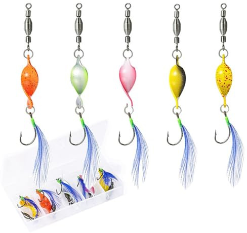 Twist Spoons - Set di 5 esche per trote UV da 3 g, accessori per la pesca alla trota CuiCanfla con rotelle, frecce per trote, set da 5 pezzi