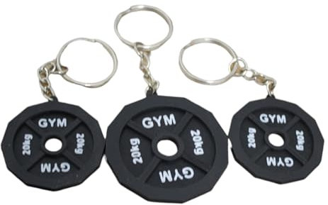 Mini Dumbbell Plate Keychains, Set of 3, 20kg Weight Plate Key Rings for Gym Enthusiasts