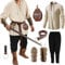 Vhersily 7-teiliges Renaissance-Kostüm-Set für Herren, Hemden mit V-Ausschnitt, Hose, Mittelalterliches Ritter-Kostüm mit Zubehör der Renaissance zum Verkleiden von Halloween