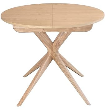 Ragaba Ronde Extensible Table à Manger 90cm Bois Jubi Frêne