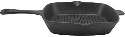 Cast Iron Grill Pan, Flat Cast Iron Skillet Grill Pan Even Heat Cast Iron Grill Pan 10.2in Large Capacity for Grilled Bacon, Grilled Steak, Grilled Onions