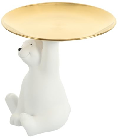 JUMPLAWN Harz Eisbär Schlüsselschale Bärenförmige Speicherplatte Für Schlüssel Und Schmuck Eisbär Deko Für Schreibtisch Tisch Veranda Büro 6.69X6.69X6.69In