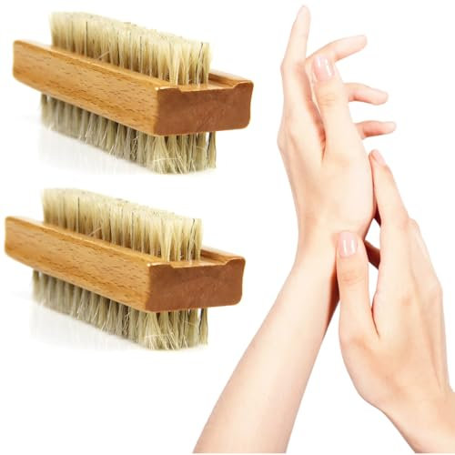 XYTAHDM 2Pcs Nagelbürste Holz Feste Starke Borsten Nagelreinigungsbürste Nail Brush Handwaschbürste Fingerbürste Schrubbbürste zum Reinigen von Dreck, Schmutz unter den Nägel Pflegebürste