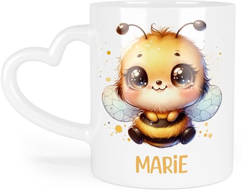 Kiddle-Design Kindertasse mit Namen Personalisiert, Personalisierte Tasse Kinder mit Waschbär, Namenstasse Waschbärtasse, Kinderbecher als Geschenk zur Taufe, Geburt Weihnachten - Emaille Tasse