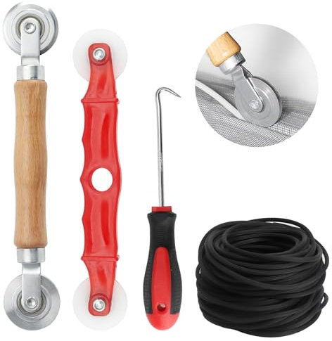 APOMOONS 5 Pezzi Strumento Del Rullo Dello Schermo Estrattore per Attrezzi con Il Pezzo 20m X 5mm Tubi In Gomma per Installare Zanzariera Ricambio Monopattino per Zanzariera