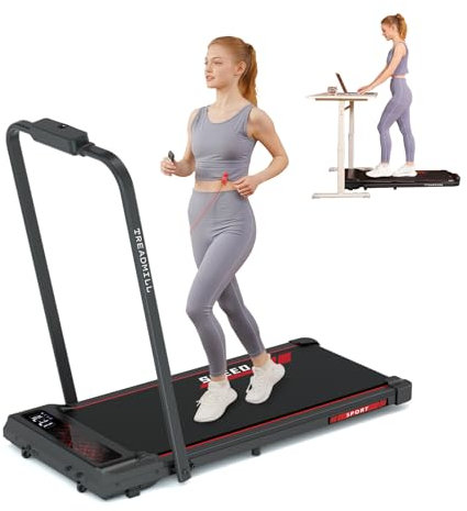 RAOO MIN Laufband für Zuhause, Laufband 0.8-6 km/h, 0.75HP Motor, Walking Pad und laufband klappbar 2 in 1 mit Fernbedienung/LED-Anzeige, Ipad/Handy-Holder, leise, 100kg Max. (schwarz)