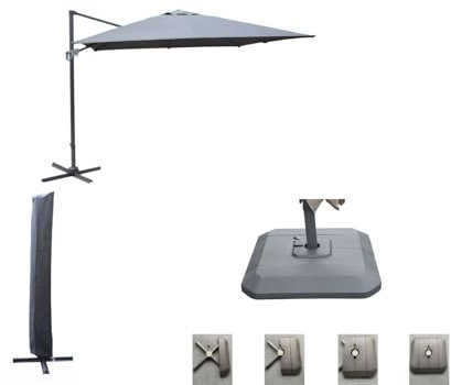 Proloisirs Set d'ombrage complet (1 parasol déporté NH 3x3 + 1 housse + 1 lestage) (Grey)