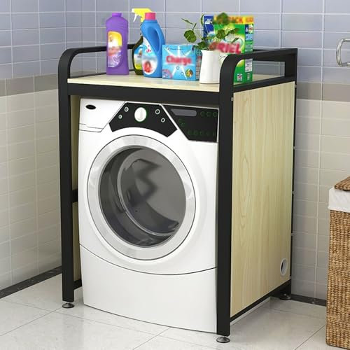 Meuble Machine à Laver et Seche Linge Support de rangement pour lave-linge et sèche-linge, gain de place, Support de rangement pour lave-linge avec panneau latéral, Kit de superposition pour sèche-lin
