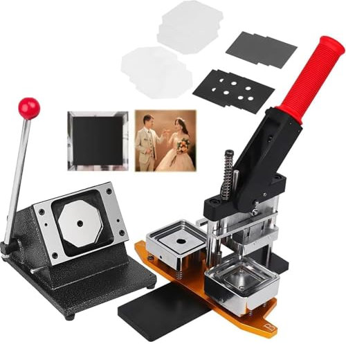 Fridge Magnet Making Machine,50 * 50mm DIY Pin Maker Machine with Paper Cutter + 100 Sets of Material Packages, Photo Magnet Maker Machine Use Refrigerators and