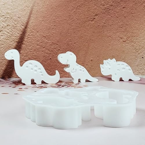 3 Stück Silikonformen Gießformen Dinosaurier, 3D Silikonform Dinosaurier Silikonform Tiere, Gießformen Dinosaurier für Bastelarbeiten, Gips, Kunsthandwerk