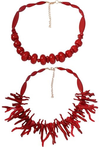 BIGULA Élégant collier corail avec des designs irréguliers uniques - Accessoire de bijoux pour un look tendance - Pour femme - Usage quotidien