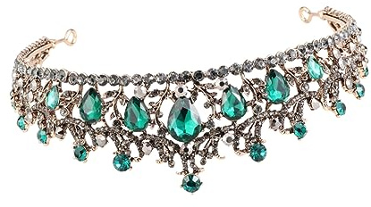 Tiara Kristallkrone für Bridal, Kristall Tiara Krone Damen Grün Vintage Barock Für Damen in Grün Geburtstagsfeiern Und Besondere Anlässe Perfekt Für Prinzessinnen Und Königinnen