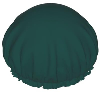 Dark Green Waterproof Reusable Shower Cap For Women – Elastic Hair Cover For Bath, Spa, Travel & Daily Use