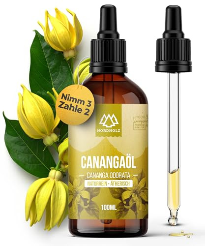 NORDHOLZ® Canangaöl 100ml [100% naturrein] Exotisch & blumig - Ätherisches Öl in Pharmaqualität aus schonender Destillation - Vegan, Laborgeprüft - Duftöl für Sauna, Diffusor & Aromatherapie