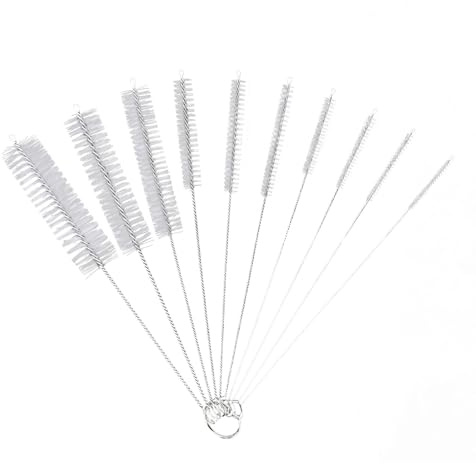Small Bottle Brush Set, 8PCS Nylon Straw Cleaner Pipe Brushes for Washing Narrow Neck Water Bottles Jars Teapot Spout (White)