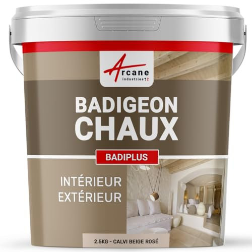 ARCANE INDUSTRIES Badigeon à la Chaux, décoration, intérieure et extérieur, Maison : Badiplus - 2.5 kg (jusqu'à 12.5 m²) Calvi Beige Rosé