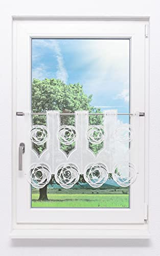 Plauener Spitze Scheibengardine Circles (Bx H) 96cm * 42cm weiß