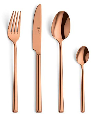 Paul Wirths VIVENDI 24-teiliges Besteck Set 6 Personen, hochwertige PVD Veredelung, elegantes 18/10 Edelstahl Besteckset Kupfer, Essbesteck rostfrei & spülmaschinenfest, Tafelbesteck 6 Personen