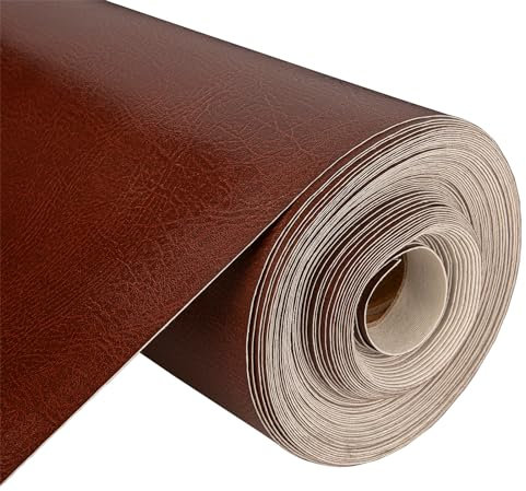 Discount Fabrics PVC Leatherette Fabric – 1 Metre Textured Faux Leather Vinyl (140cm Wide, 600GSM) – Waterproof Material for Upholstery, Sewing, Chairs & Boats (Chesnut,1 Meter)