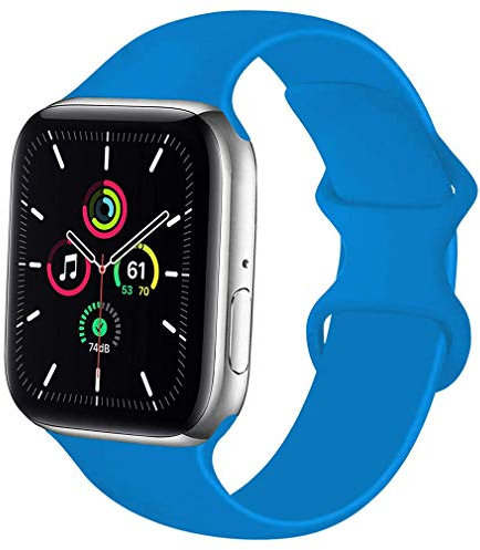 Lerxiuer Watch Strap 38mm 42mm 40mm 44mm 41mm 45mm Soft Silicone Band Replacement Wrist Strap Compatible with Apple Watch Series 7 6 SE Series 5 4 3 2,blue 42/44/45mm-M/L