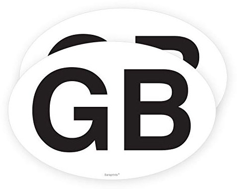 Pack of 2 GB Stickers for Car Waterproof Self Adhesive Oval GB Car Stickers 100mmx150mm V1109