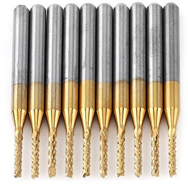Fraise en bout 10Pcs 1.5mm 1/8 `` tige Fraise en carbure Fraise en bout de gravure Bits de fraisage enduit de tungstène Fraise en bout Outil rotatif pour moule PCB Fibre de plastique Fibre de carbone