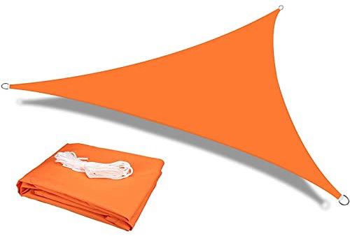 HEYOMART Sonnensegel Dreieck 5 x 5 x 5m Wasserdicht Sonnenschutz inkl Befestigungsseile PES Polyester mit UV Schutz für Garten Terrasse Camping, Orange