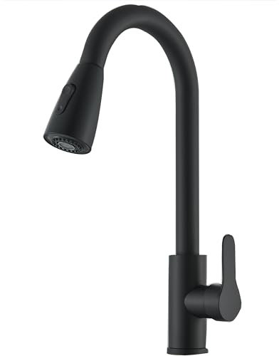 Robinet de Cuisine avec Douchette Extensible Noir Mitigeur Évier Rotatif à 360°avec 2 Modes de Pulvérisation Mitigeur Cuisine Monocommande Evier Froide et Chaud Disponible en Acier Inoxydable…