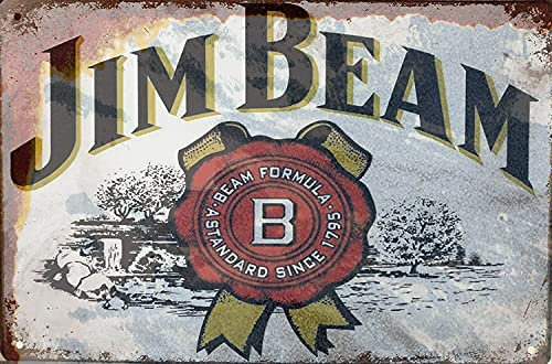 J.DXHYA Blechposter Metallschild S Vintage Jim Beam Whiskey Wanddekoration 20,3 x 30,5 cm Retro Dekoration Home Bar Plakette Schilder