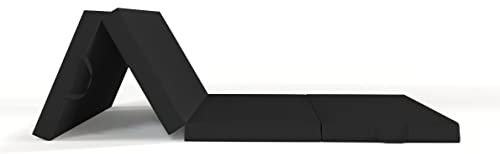 ALOHA Klappmatratze, Gästematratze, 4-teilige Faltmatratze zusammenklappbar Matratze mit Transporttasche Farbe und Größe wählbar (Schwarz / 70cm x 195cm x 8cm)