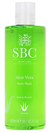 SBC Skincare Aloe Vera Body Wash, Soothing, Cooling After Sun Shower Gel, Family Friendly Hydrating Aloe Vera Shower Gel (300ml)