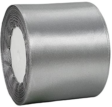 22m Satinband Geschenkband Silber 75mm Breit,Auto Seidenband Silber Dick Schleifenband Satin Dekoband Geschenkverpackung Deko Band Stoffband für Halloween Weihnachten Hochzeit Taufe Geburtstag