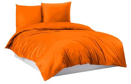 Mixibaby Bettwäsche Bettgarnitur Bettbezug Baumwolle 135x200 155x220 200x200 200x220, Größe:155 x 220 cm, Design Bettwäsche:Orange Uni