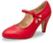 Chase & Chloe Kimmy-21 Women's Round Toe Pierced Mid Heel Mary Jane Style Dress Pumps, Red Pu Comfort, 7 UK