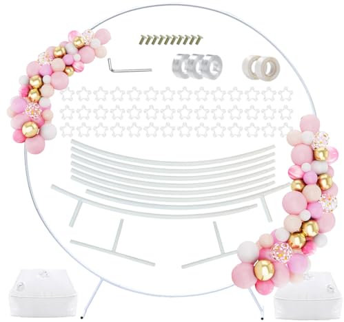 PILIN Riesiges rundes Goldmetall-Ballonbogen-Kit Abnehmbar Leicht zu tragen und wiederverwendbar Beste Dekoration for Party-Events(1.8M WEISS)