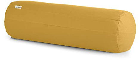 basaho Yoga Bolster Yogarolle | Bio-Baumwolle | Buchweizenschalen | Abnehmbarer und waschbarer Bezug | Yoga Rolle Yogakissen (Senfgelb)