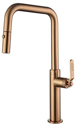 Mice - Grifo de cocina monomando extraíble con difusor doble jet - Oro Rosa Cepillado - Serie Niza GCE027/ORC