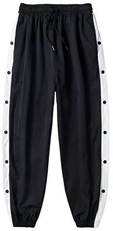 Mdrcg Jogginghose Herren Trainingshose mit seitlicher Knopfleiste Persönlichkeit Seitenschnalle Split Basketball Trainingshose