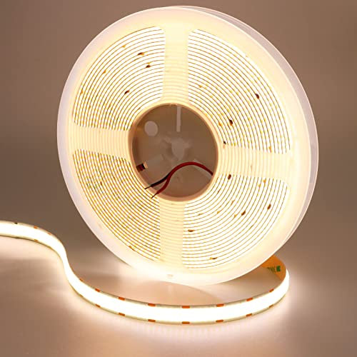 GOMING 24V 10M Doppelreihe COB LED Streifen Natürliches Weiß 4000K 20000lm 600LED/M LED Band Selbstklebend CRI 93+ Nicht Wasserdicht IP20 LED Strip für Heim Deko(Netzteil nicht Enthalten)