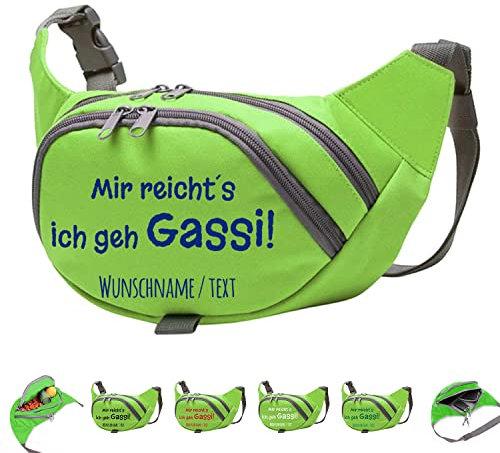 Mir reicht´s ich GEH Gassi Bauchtasche Leckerlietasche Gassitasche zum selbst gestalten mit Wunschname (Grün)