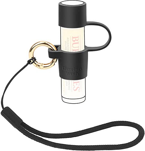 Desing Wish Silikon Lippenbalsam Halter mit Kappe Abdeckung Chapstick Halter Schlüsselanhänger Hülse Lippenbalsam Schlüsselanhänger mit Schlüsselring und Handgelenk Band Lanyard für Schule/Reisen