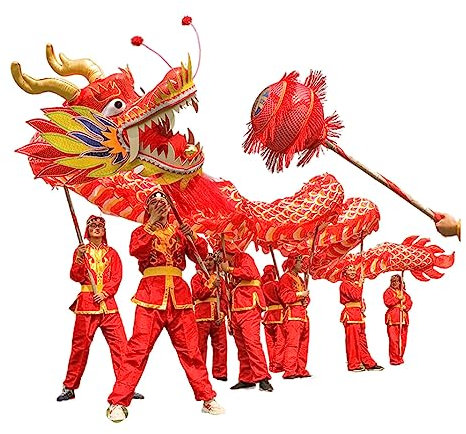 CALMR Dragon Chinois Danse 12 M Dragon Danse Performance fête Sports de Plein air Dragon Fitness Dragon et Accessoires de Danse du Lion