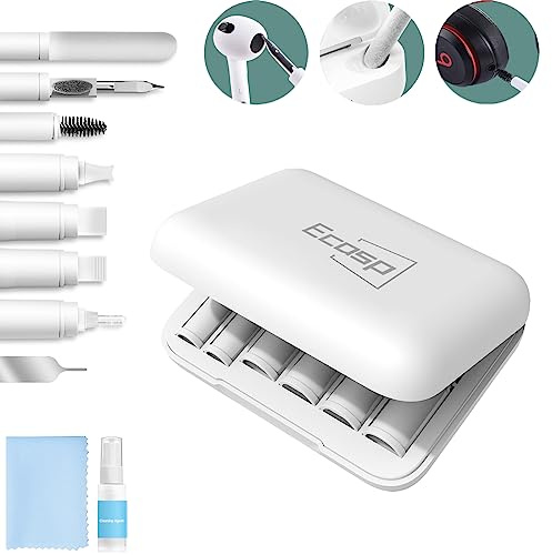 Cleaner Kit for Airpod, iPhone Cleaning Kit, Multi-Function Airpod Cleaner Kit Soft Brush for Phone Charging Port, Headphone, Earbuds, Earpods, Earphone,iPod, Case, iPhone, iPad, Laptop,Camera(White)